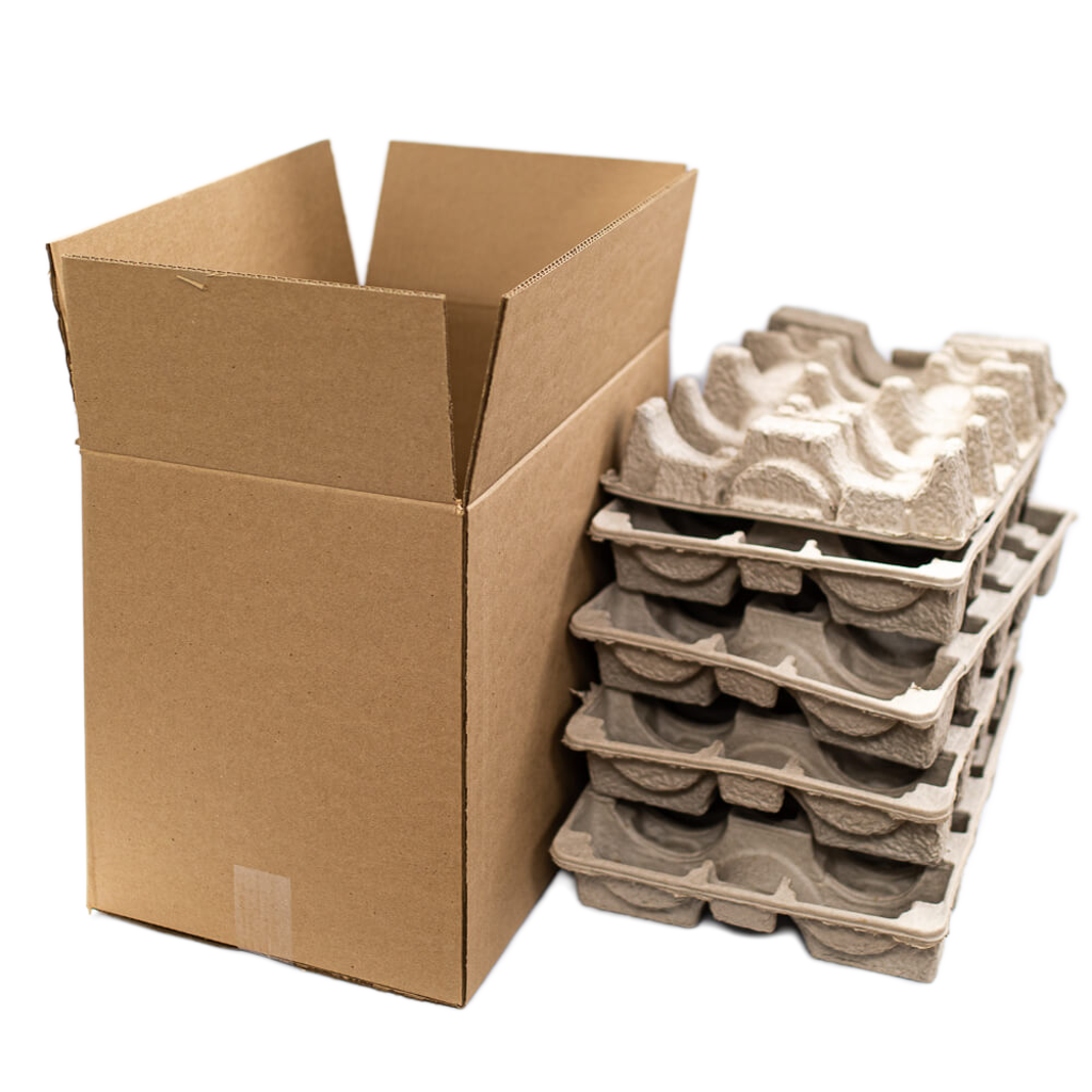 12 Bottle Pack Wine Boxes w/ Pulp Inserts (10/bu)