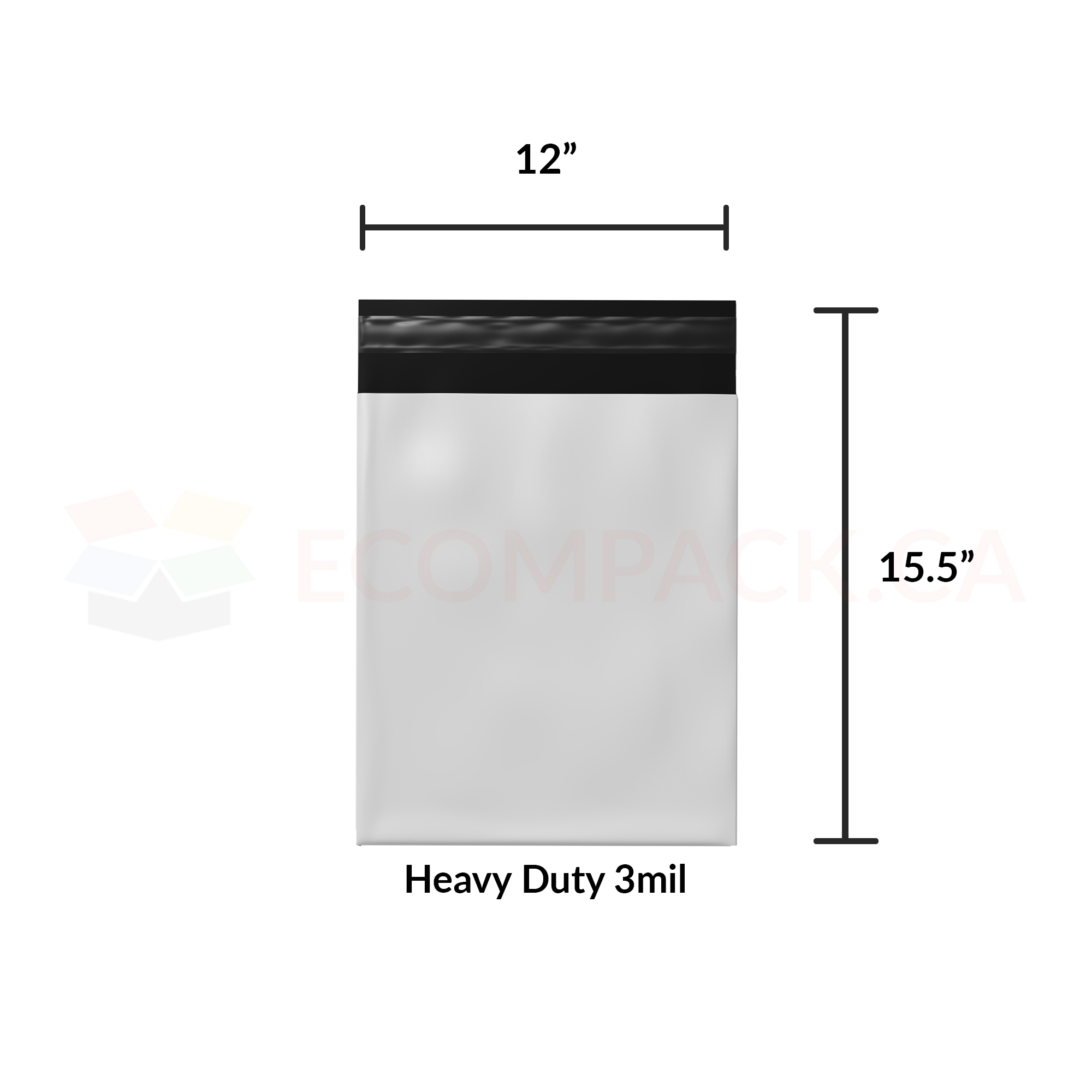 Poly Mailer / Shipping Bag HD 3mil Self-Seal White 12" x 15.5" (100/pk)