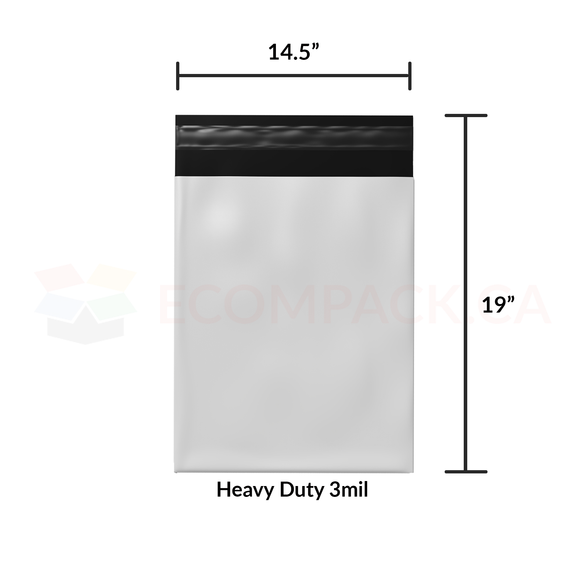 Poly Mailer / Shipping Bag HD 3mil Self-Seal White 14.5" x 19" (100/pk)