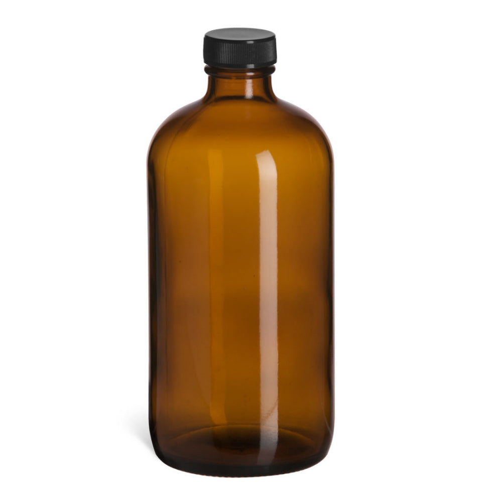 500ml / 16oz Glass Bottles Boston Round Amber (12/cs)