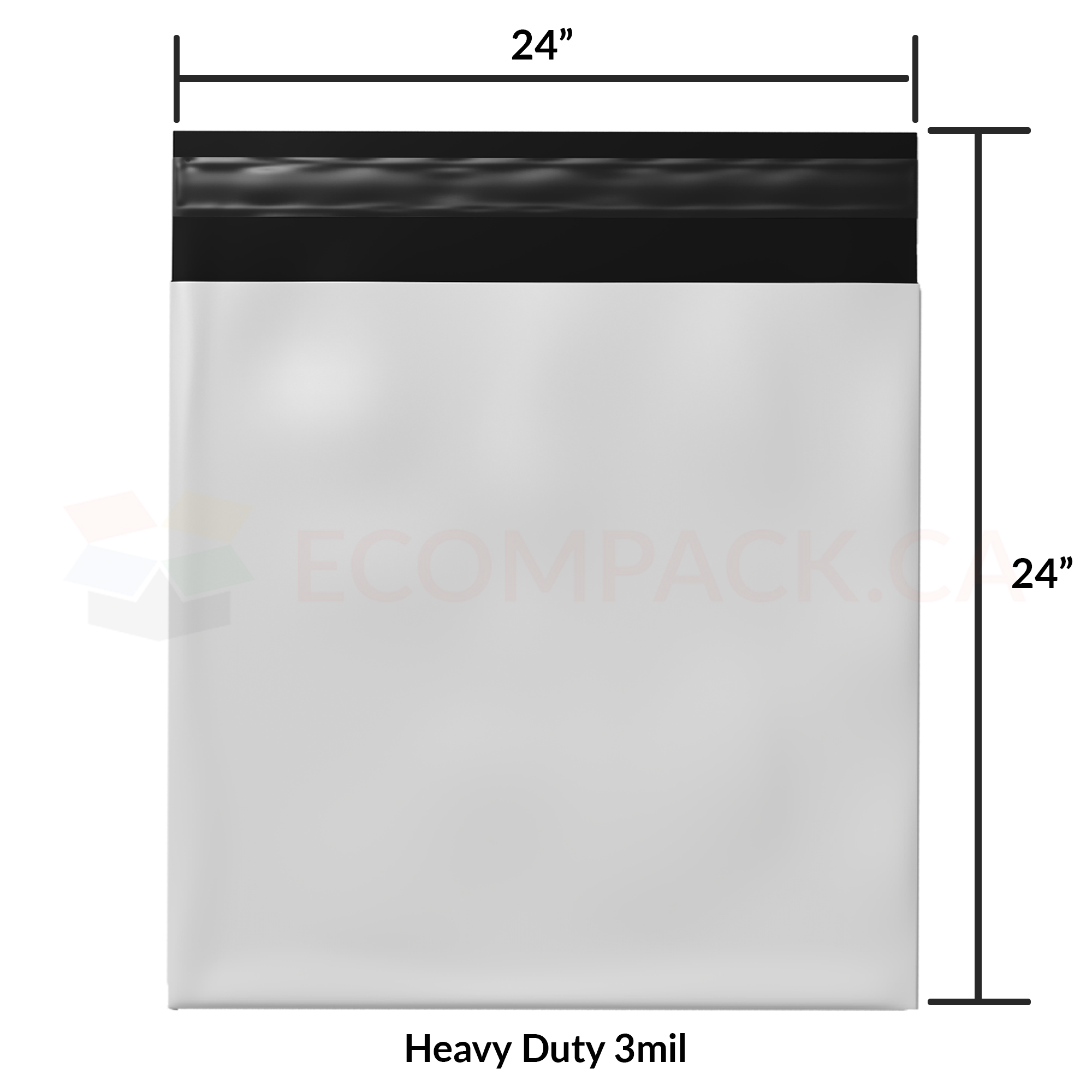Poly Mailer / Shipping Bag HD 3mil Self-Seal White 24" x 24" (100/pk)