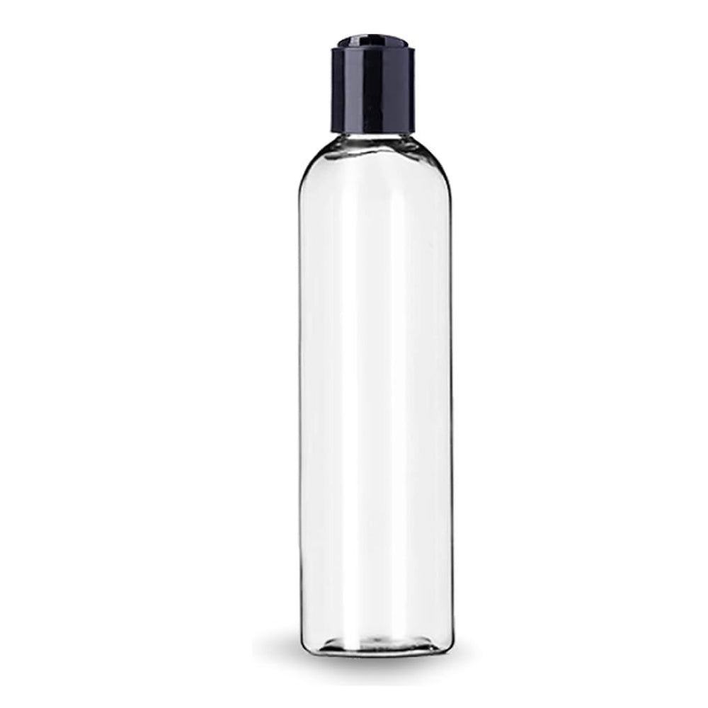 2oz Clear Plastic Bottles Tall Narrow w/ Black Disc Caps (60/cs)