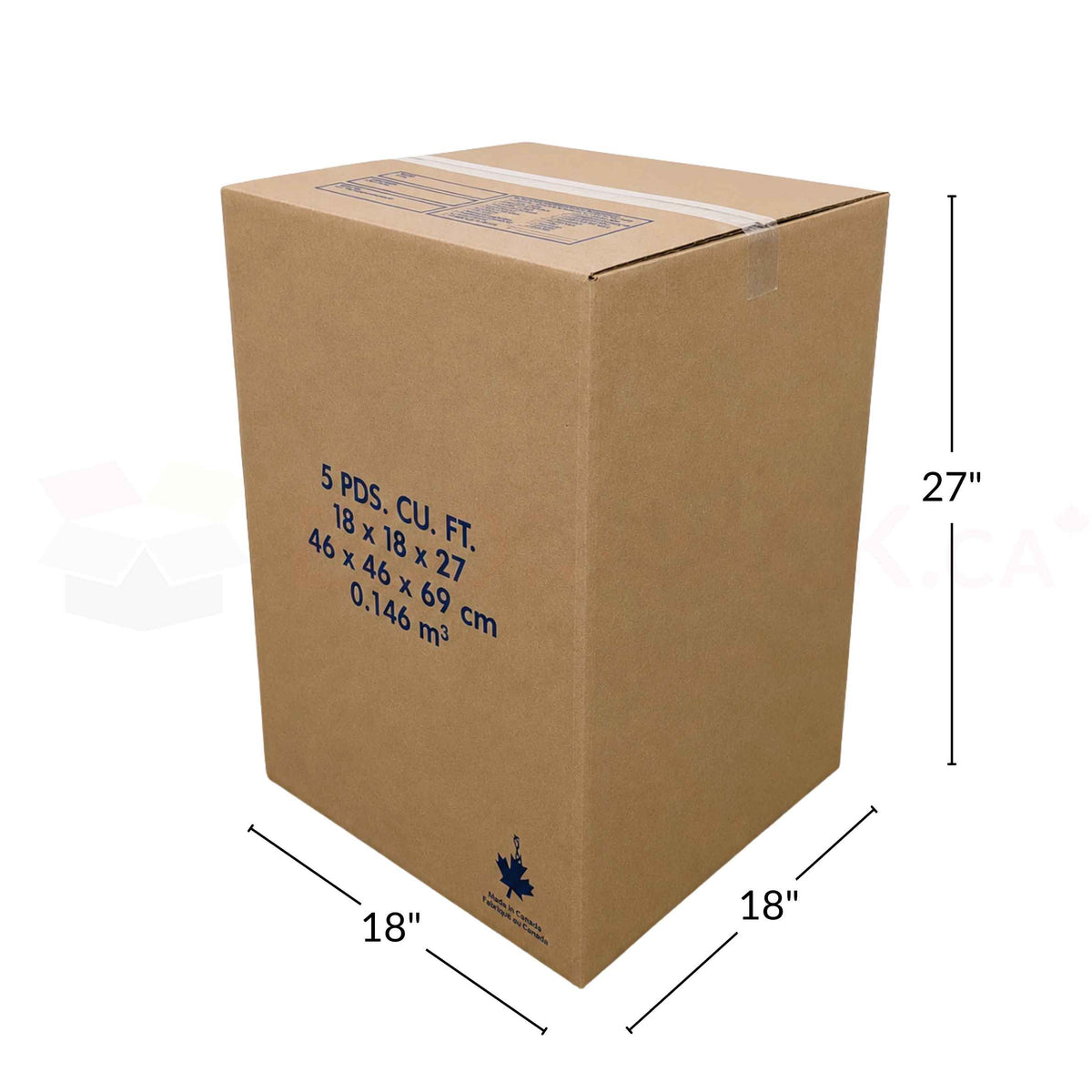 5 Cube Moving Box 18" x 18" x 27" Kraft 32ETC (5/bu)