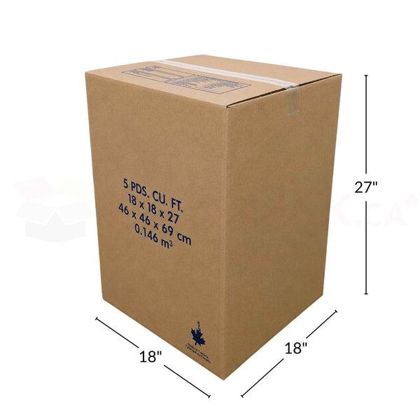 5 Cube Moving Box 18" x 18" x 27" Kraft 32ETC (5/bu)