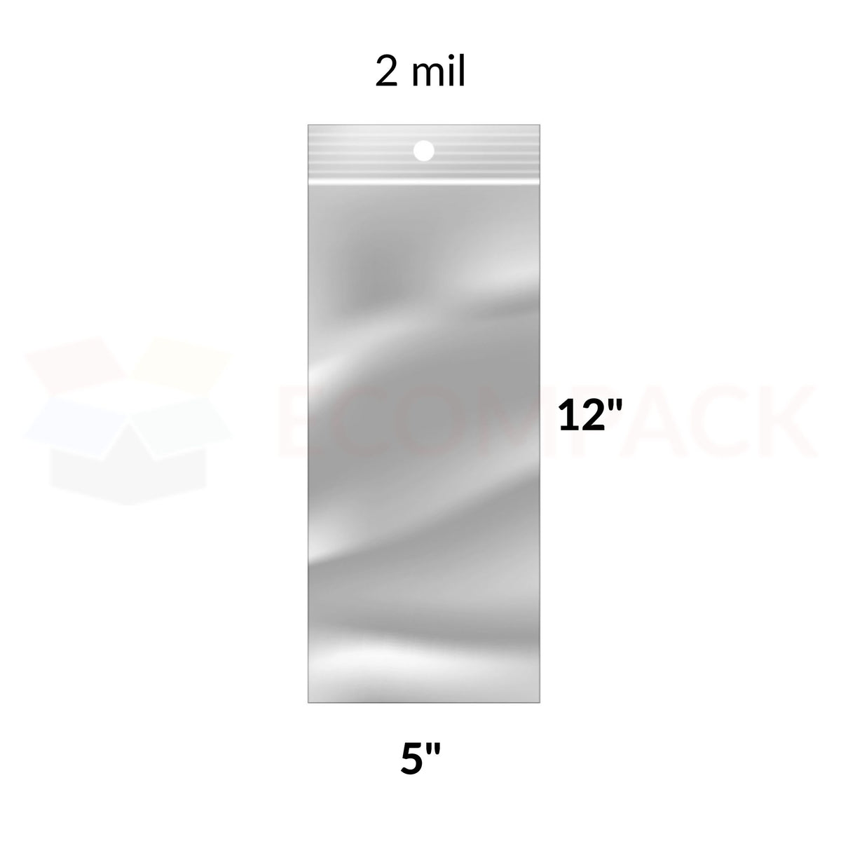 Reclosable Poly Bags 2mil Clear 5" x 12" 1000/bx