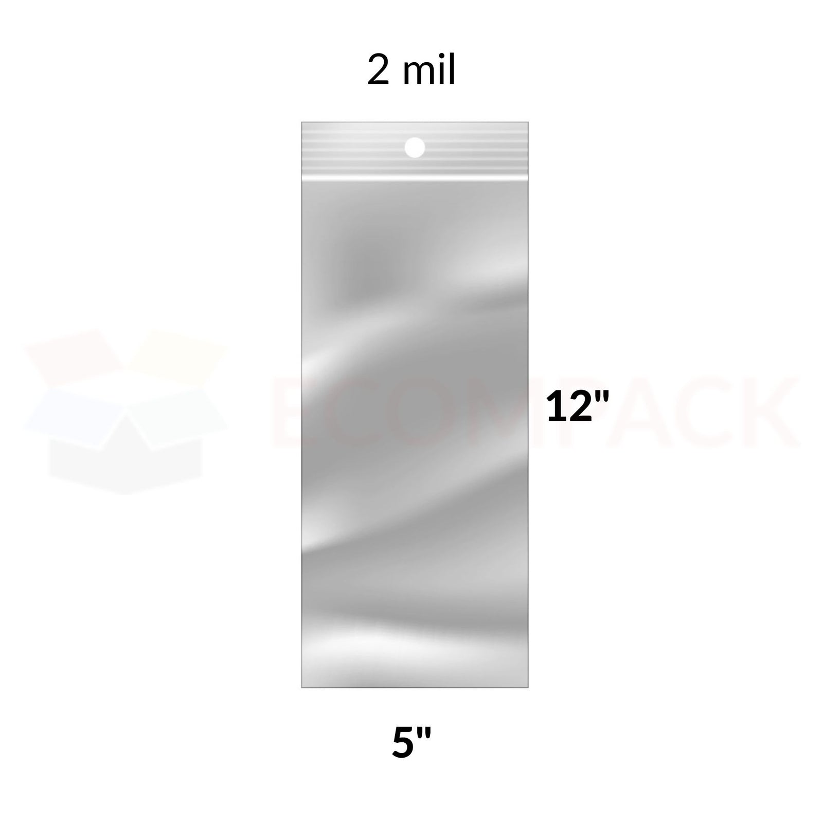 Reclosable Poly Bags 2mil Clear 5" x 12" 1000/bx