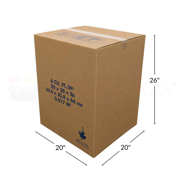 6 Cube Moving Box 20" x 20" x 26" Kraft 32ETC (5/bu)