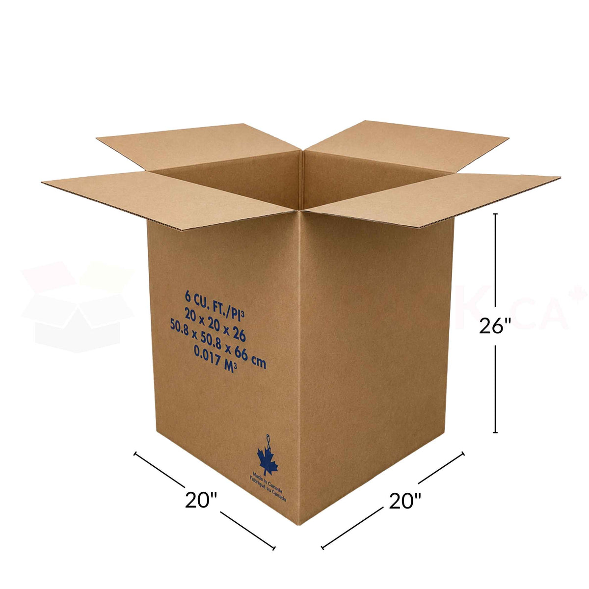 6 Cube Moving Box 20" x 20" x 26" Kraft 32ETC (5/bu)