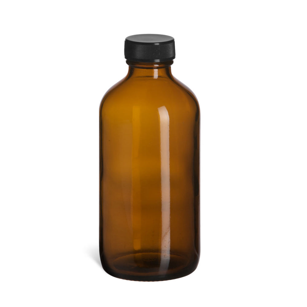 8oz Glass Bottles Boston Round Amber (12 / cs)