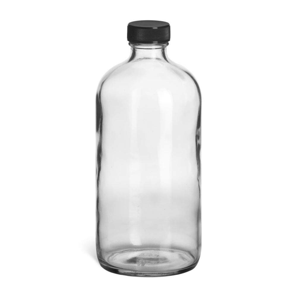 8oz Glass Bottles Boston Round Clear 12/cs