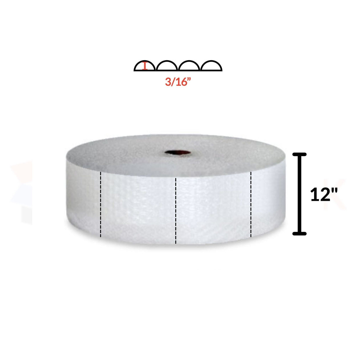 3/16" Bubble Roll 12" x 100' Clear Perf 12"