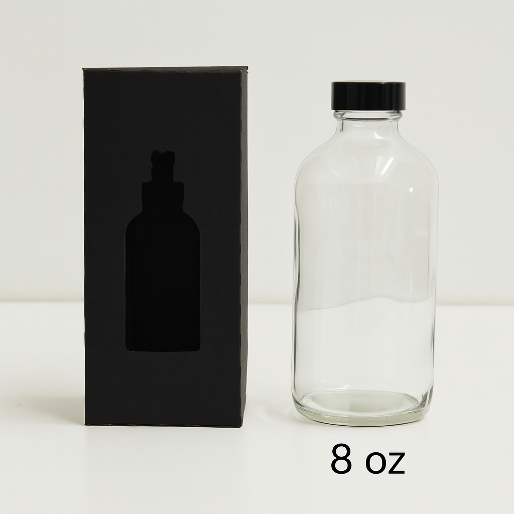 8oz Die-Cut Box for Boston Round Bottles 32ECT Black/Black (100/pk)