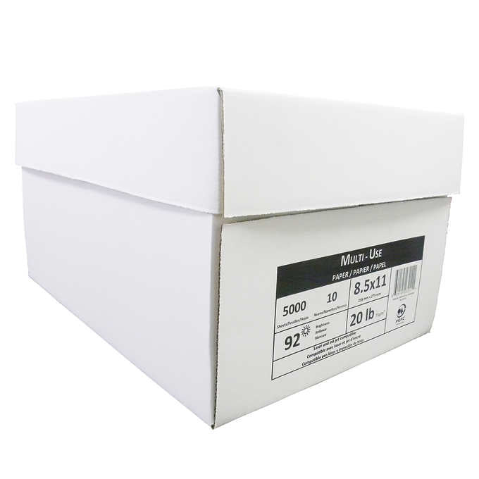 Copy Paper White 20 lb. Bond 8.5" x 11" (5000/cs)