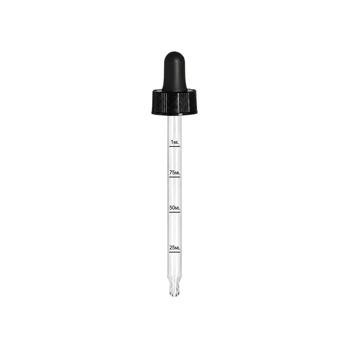 Glass Dropper Ribbed Graduated Black 22/400
