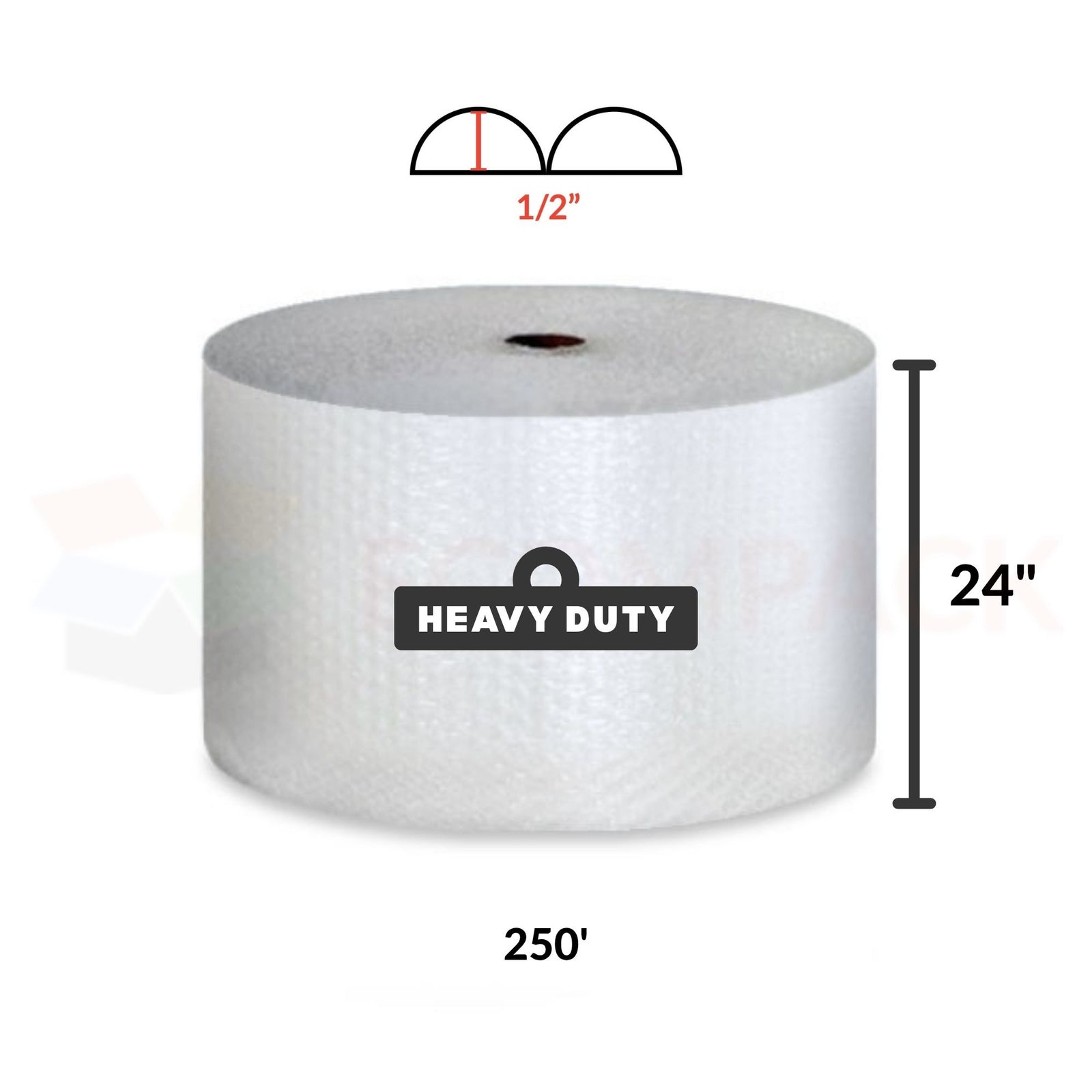 1/2" Heavy Duty Bubble Wrap Rolls 24" x 250' Clear