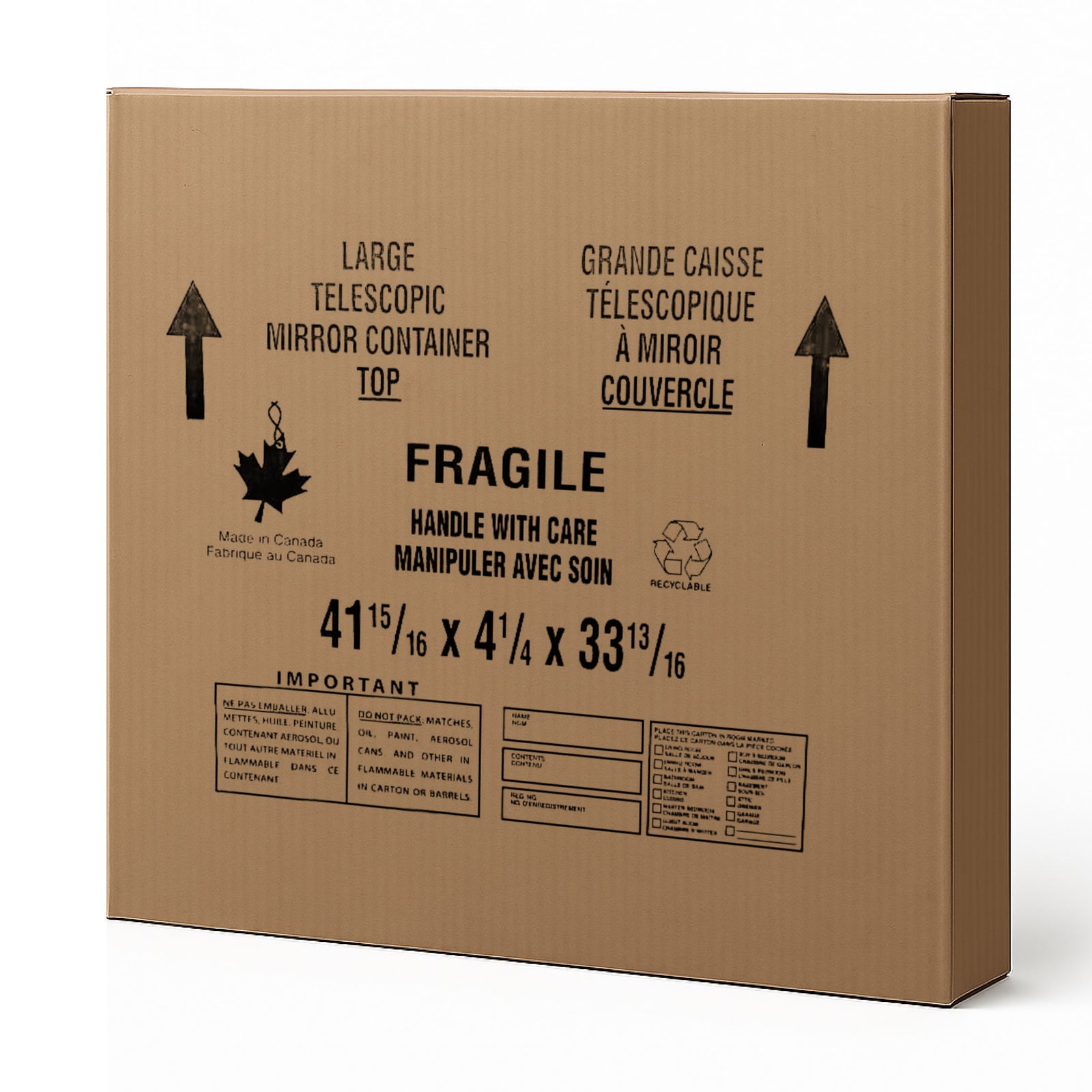 Large Mirror / Picture Frame Box Top 42" x 4" x 34" Kraft