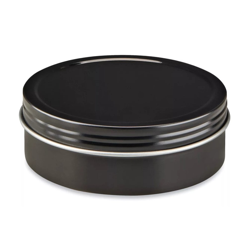 Screw-Top Metal Tins 4oz Black 48/cs