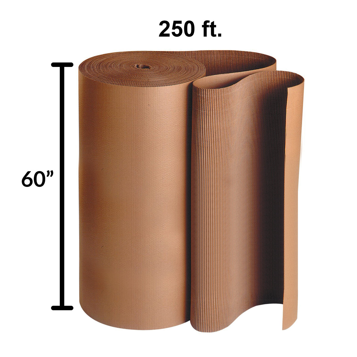 Single Face Kraft Corrugated Rolls C-Flute 60" x 250'