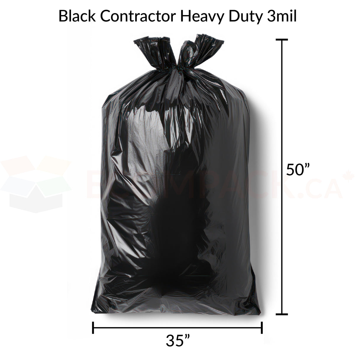 Black Contractor Garbage Bags Heavy Duty 3mil 35" x 50" (50/cs)