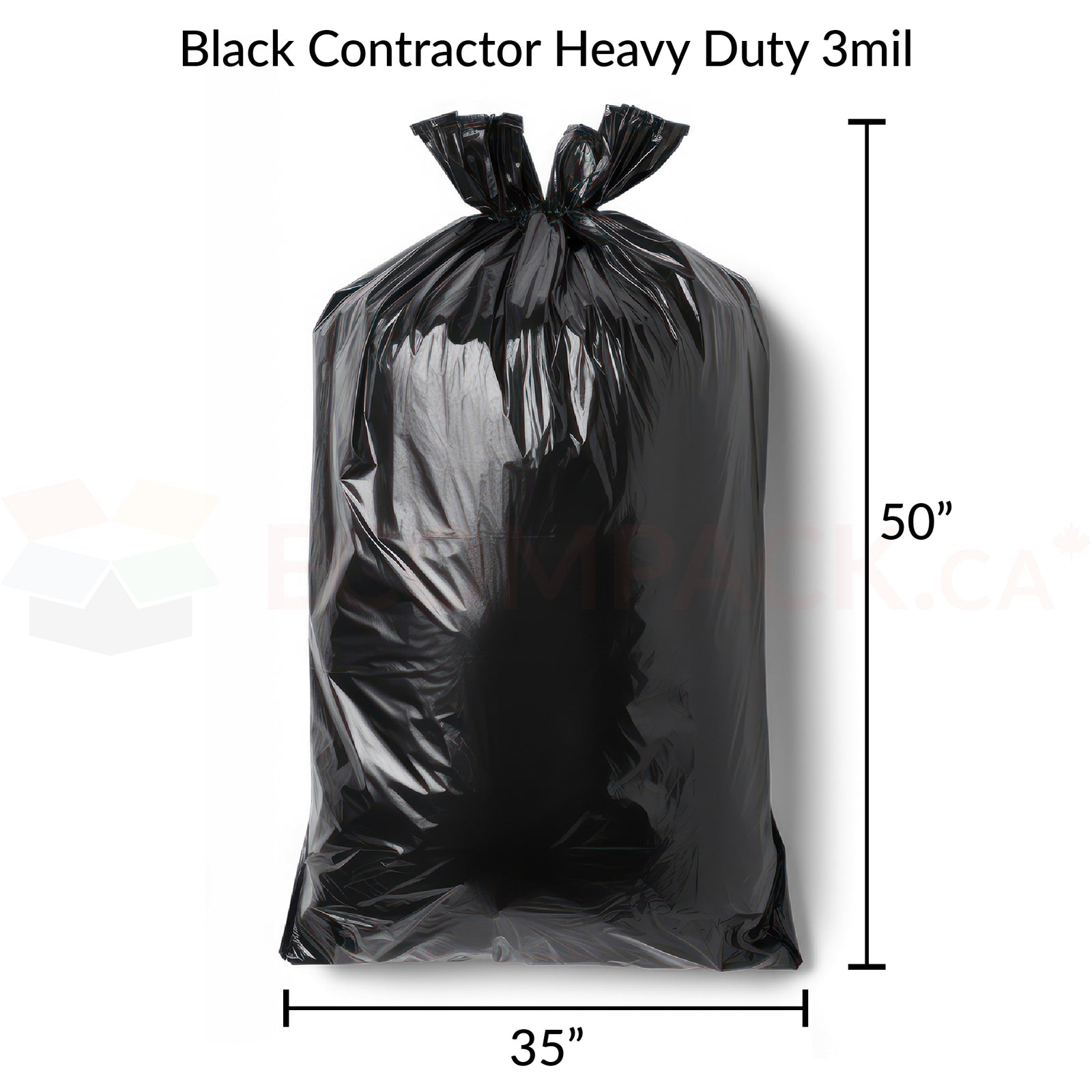 Black Contractor Garbage Bags Heavy Duty 3mil 35" x 50" (50/cs)