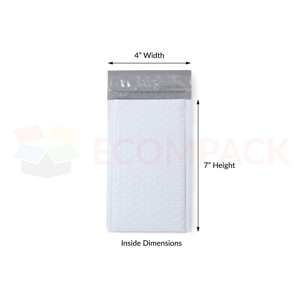 #000 - Poly Bubble Mailer White 4&quot; x 7&quot; Usable (500/cs)