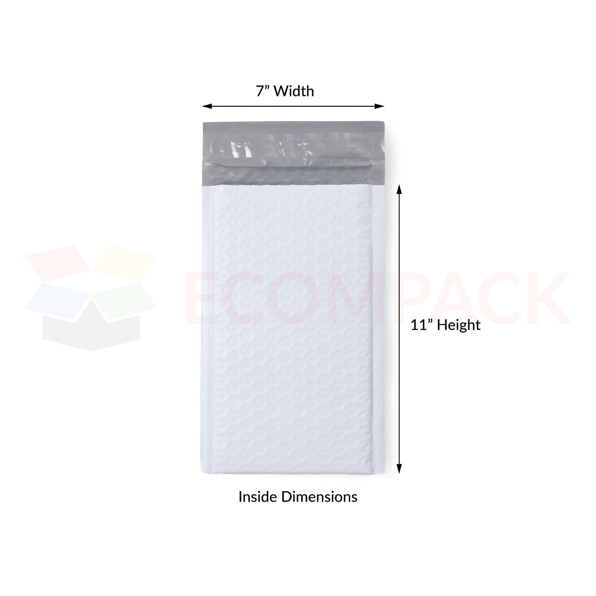 #1 - Poly Bubble Mailer White 7&quot; x 11&quot; Usable (100/cs)