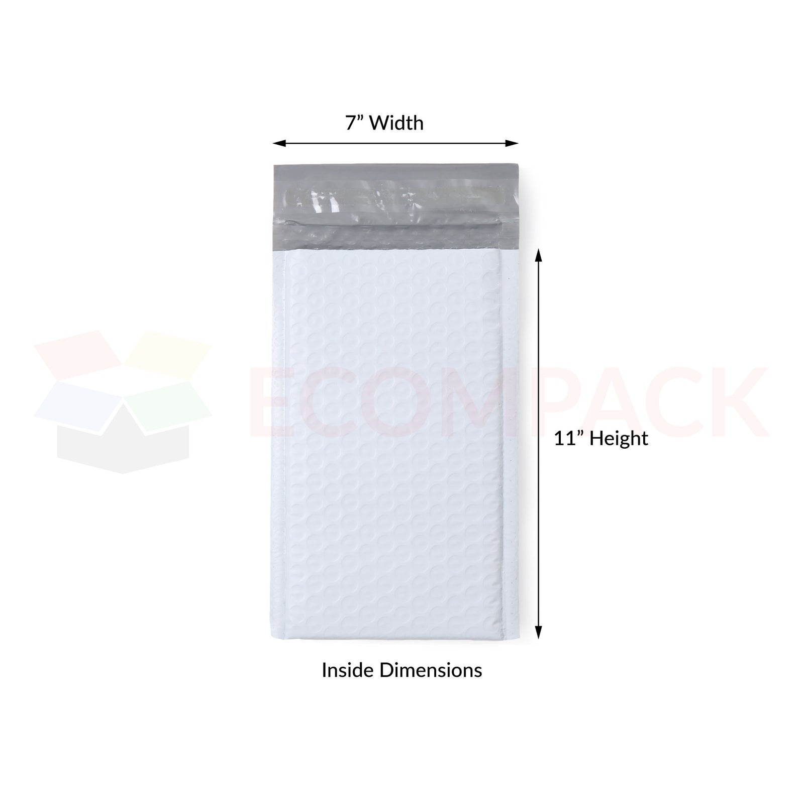 #1 - Poly Bubble Mailer White 7" x 11" Usable (100/cs)