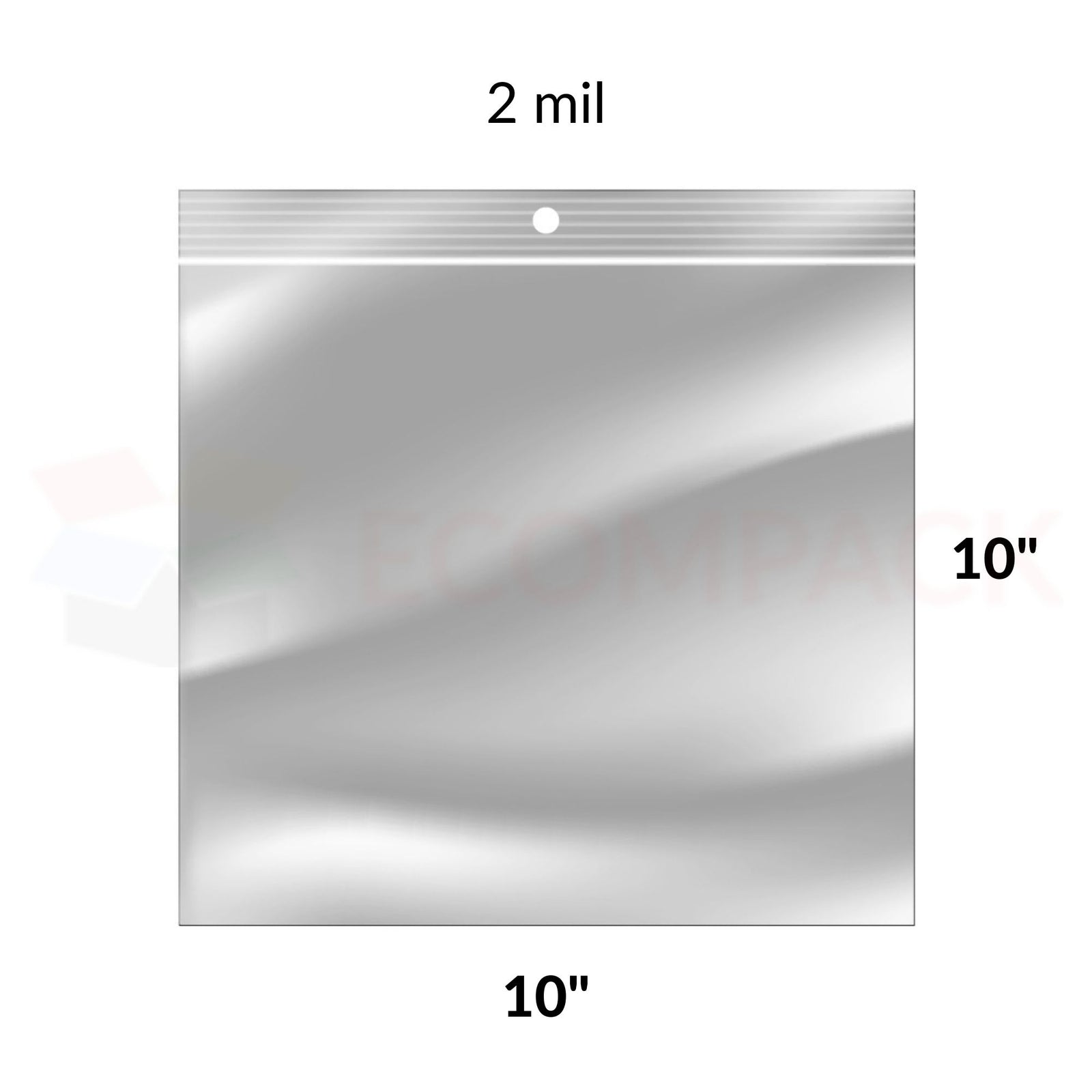Reclosable Poly Bags 2mil Clear 10" x 10" 1000/bx