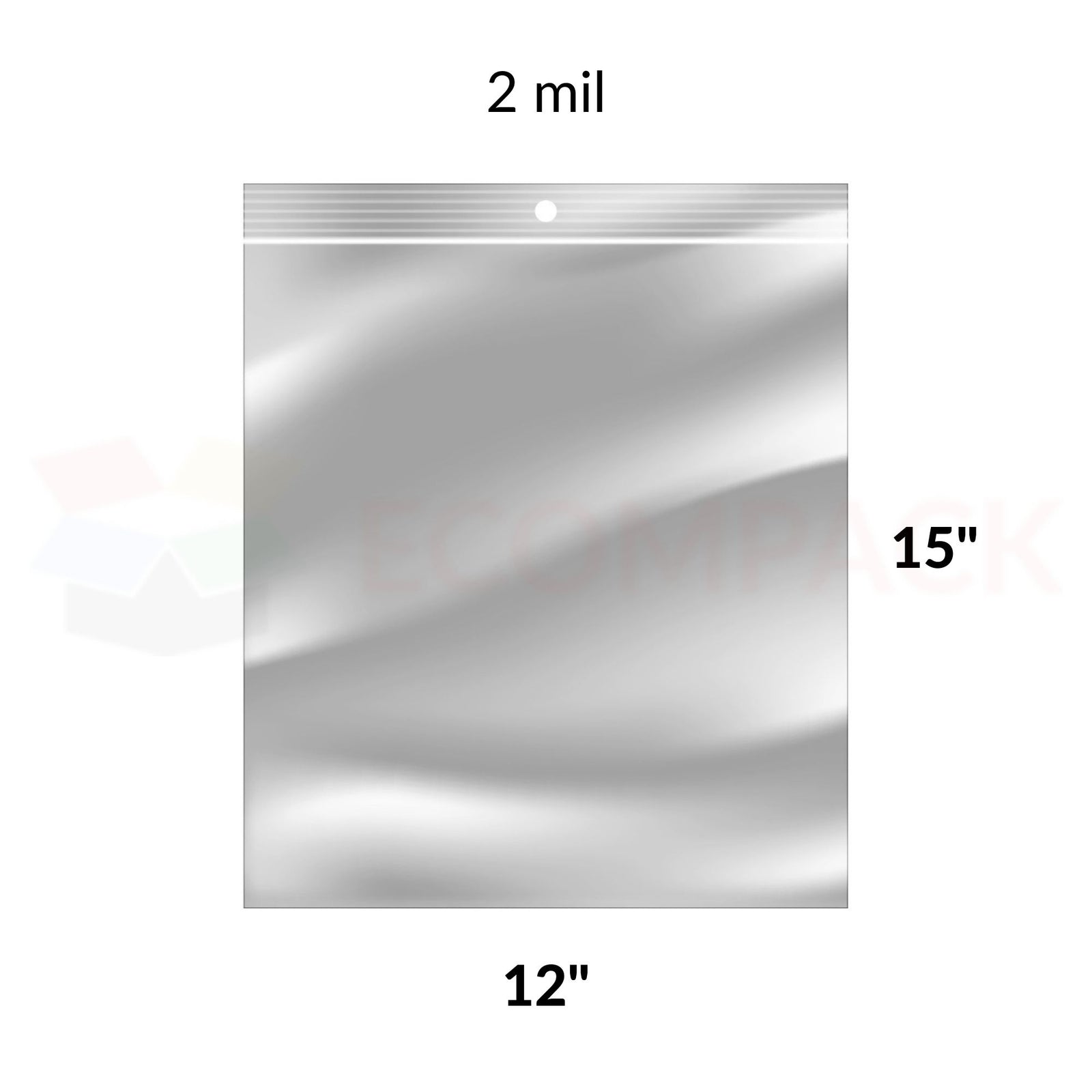 Reclosable Poly Bags 2mil Clear 12" x 15" 1000/bx