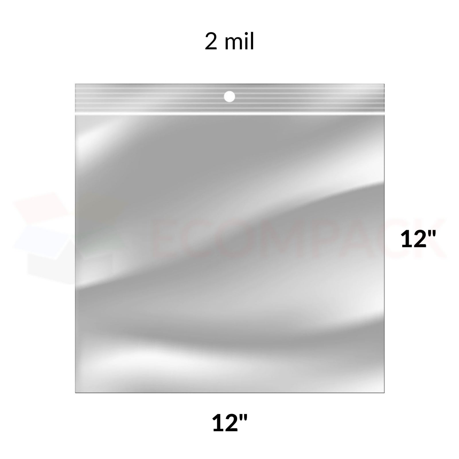 Reclosable Poly Bags 2mil Clear 12" x 12" 1000/bx
