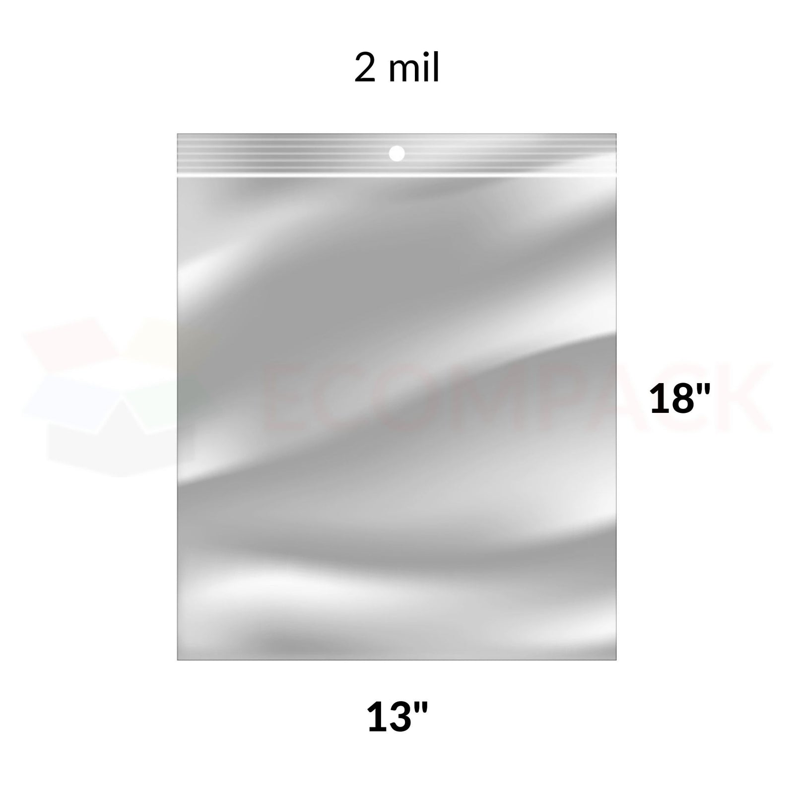 Reclosable Poly Bags 2mil Clear 13" x 18" 500/bx
