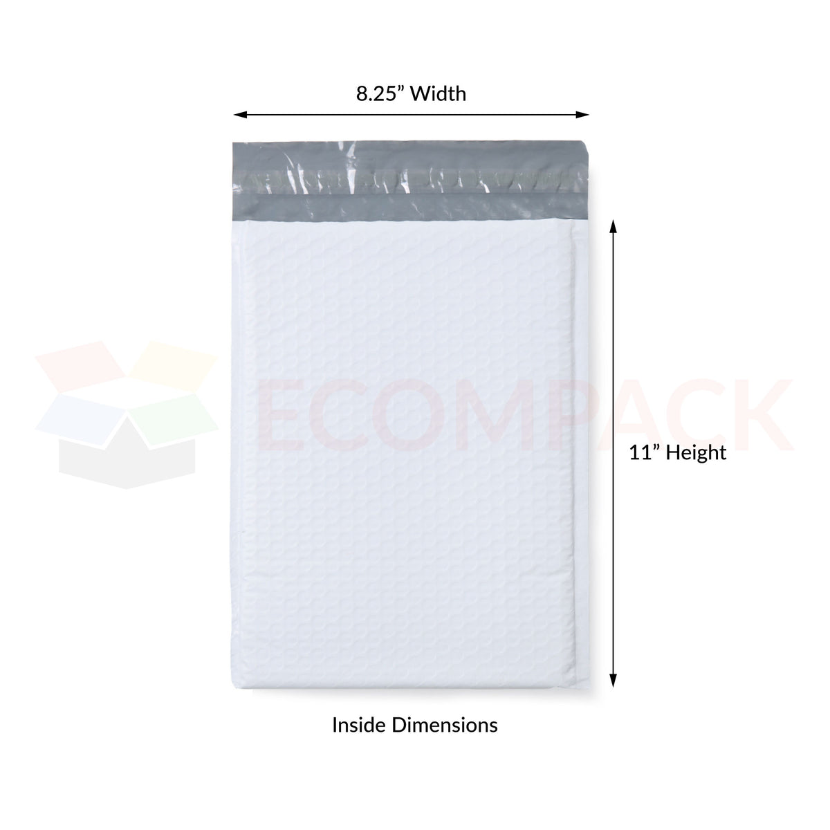 #2 - Poly Bubble Mailer White 8.25&quot; x 11&quot; Usable (100/cs)