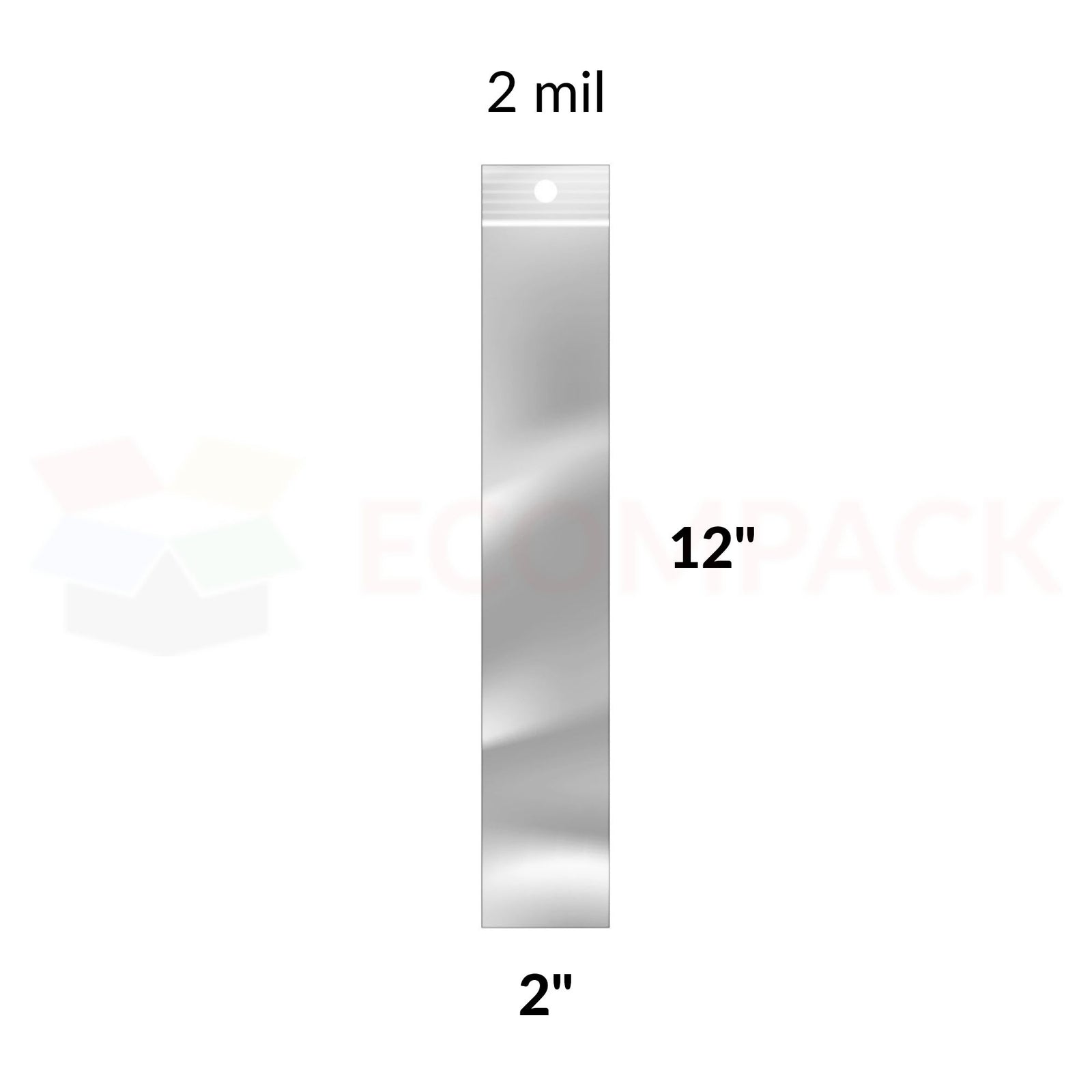 Reclosable Poly Bags 2mil Clear 2" x 12" 1000/bx
