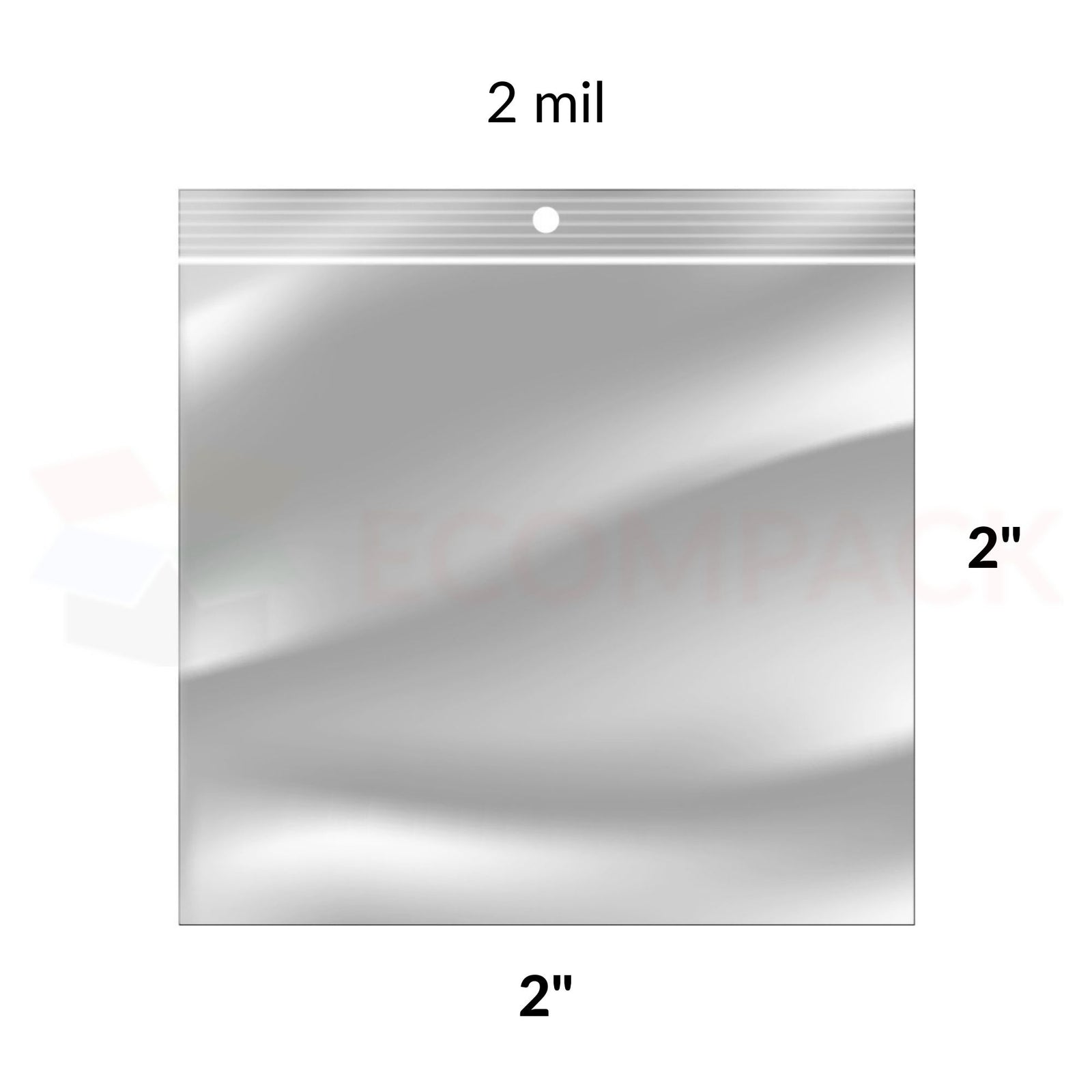 Reclosable Poly Bags 2mil Clear 2" x 2" 1000/bx