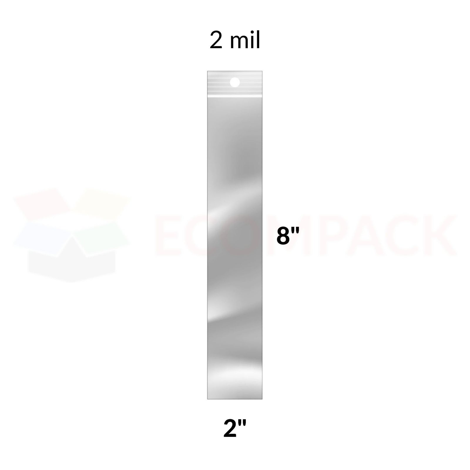 Reclosable Poly Bags 2mil Clear 2" x 8" 1000/bx