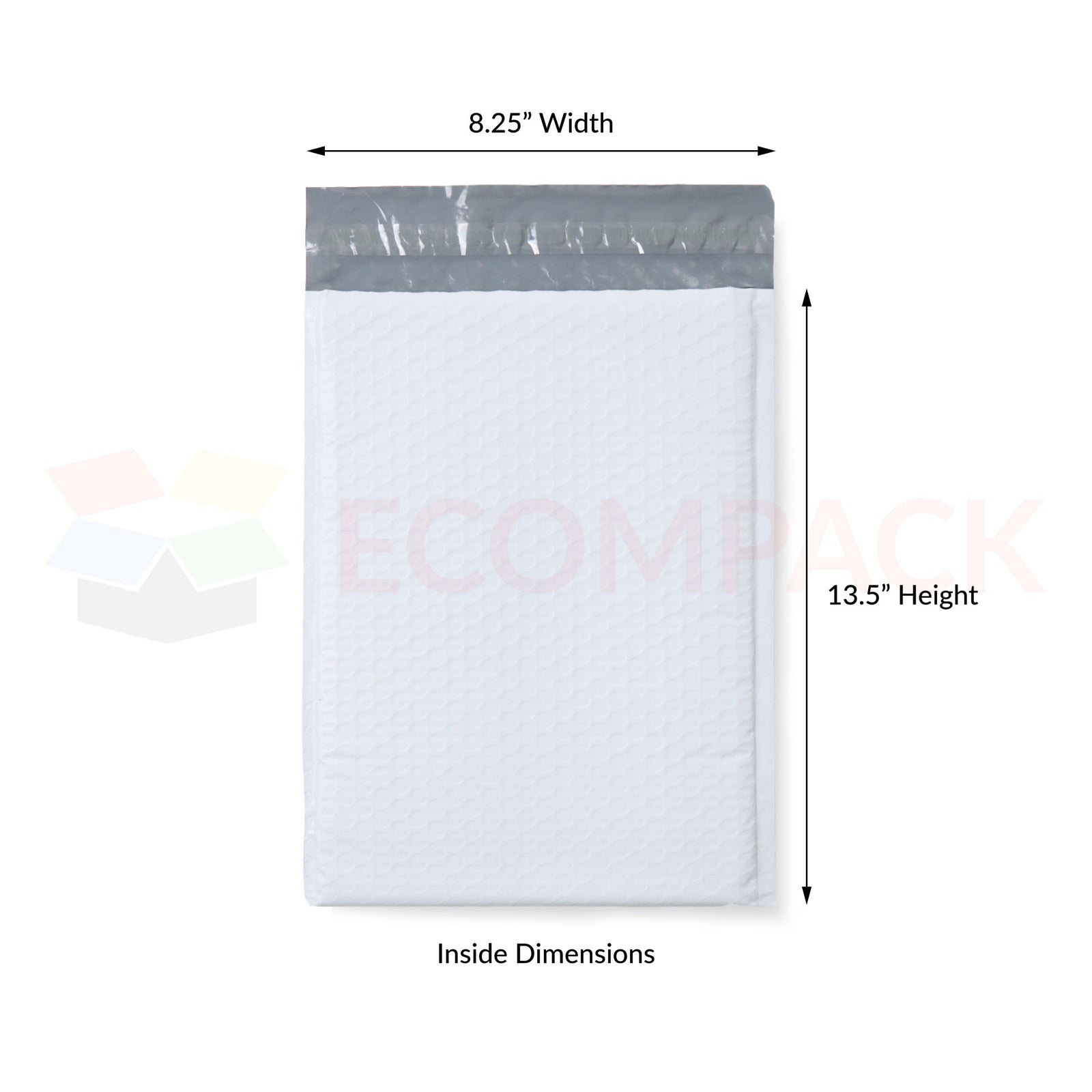 #3 - Poly Bubble Mailer White 8.25" x 13.5" Usable (100/cs)