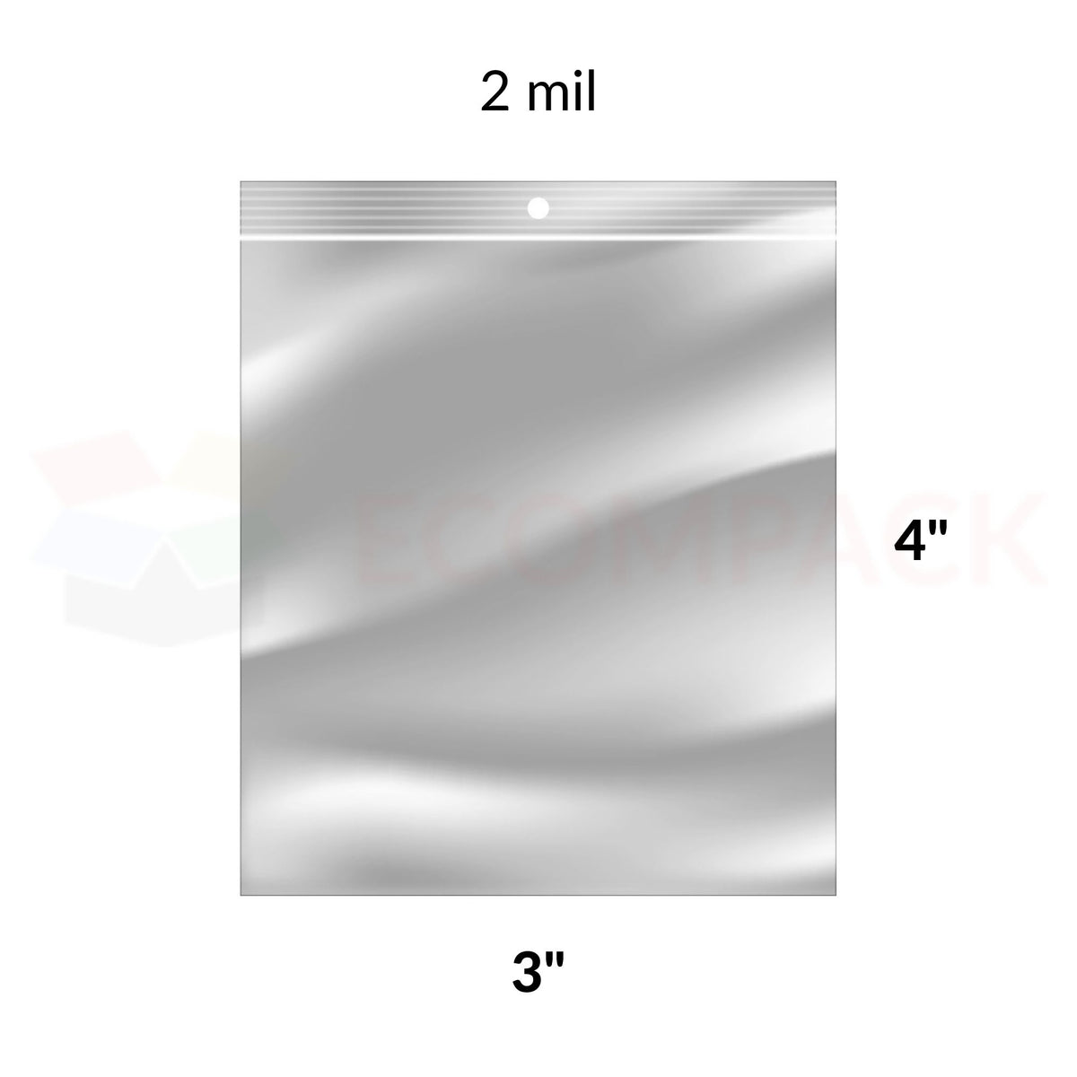 Reclosable Poly Bags 2mil Clear 3&quot; x 4&quot; 1000/bx