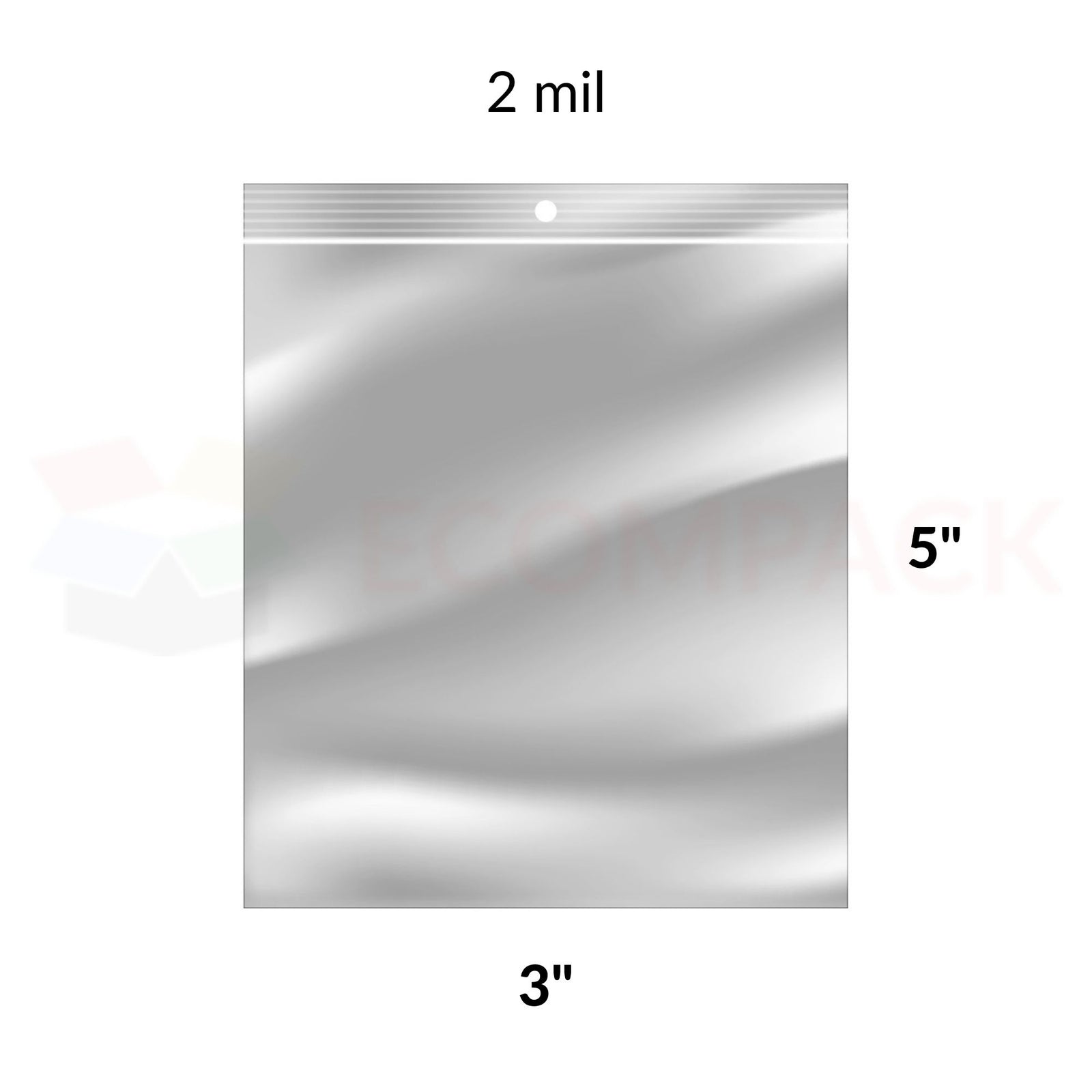 Reclosable Poly Bags 2mil Clear 3" x 5" 1000/bx