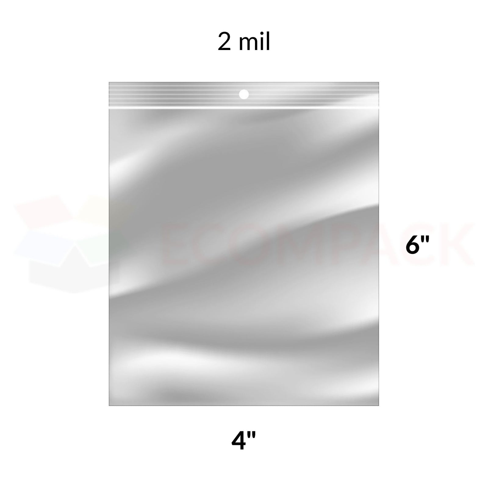 Reclosable Poly Bags 2mil Clear 4" x 6" 1000/bx