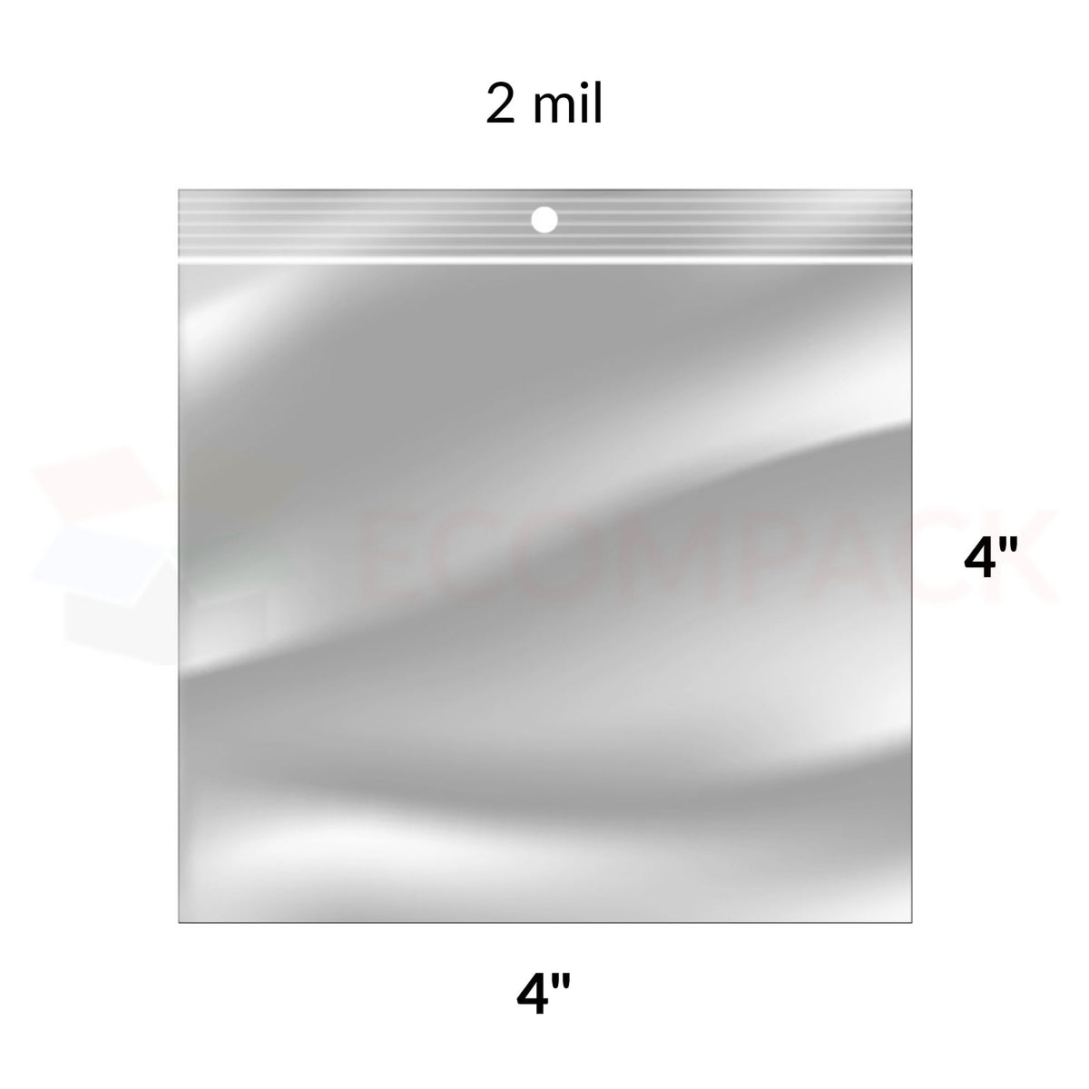 Reclosable Poly Bags 2mil Clear 4&quot; x 4&quot; 1000/bx