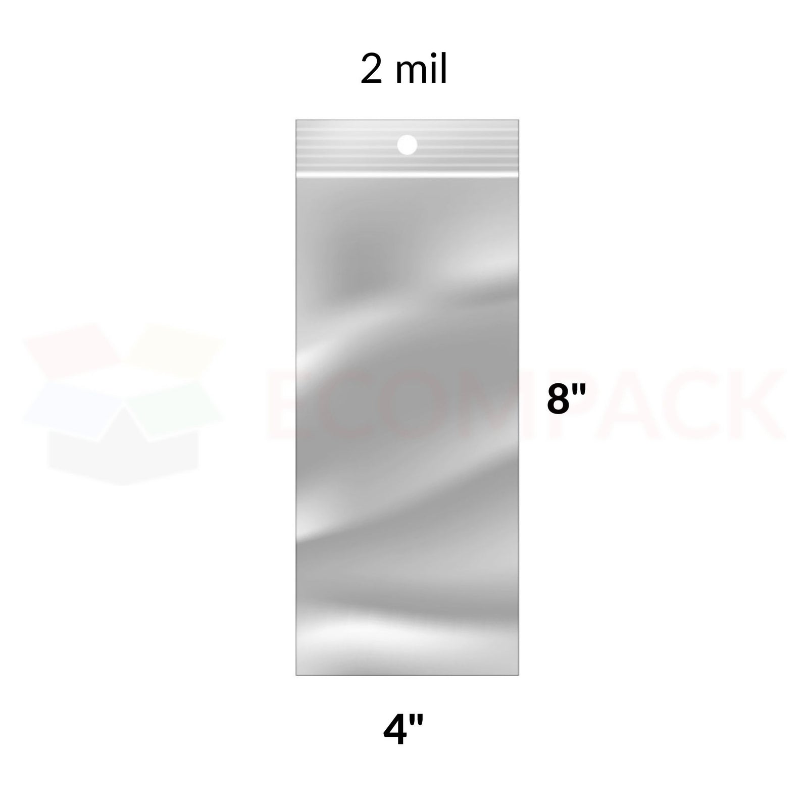 Reclosable Poly Bags 2mil Clear 4" x 8" 1000/bx