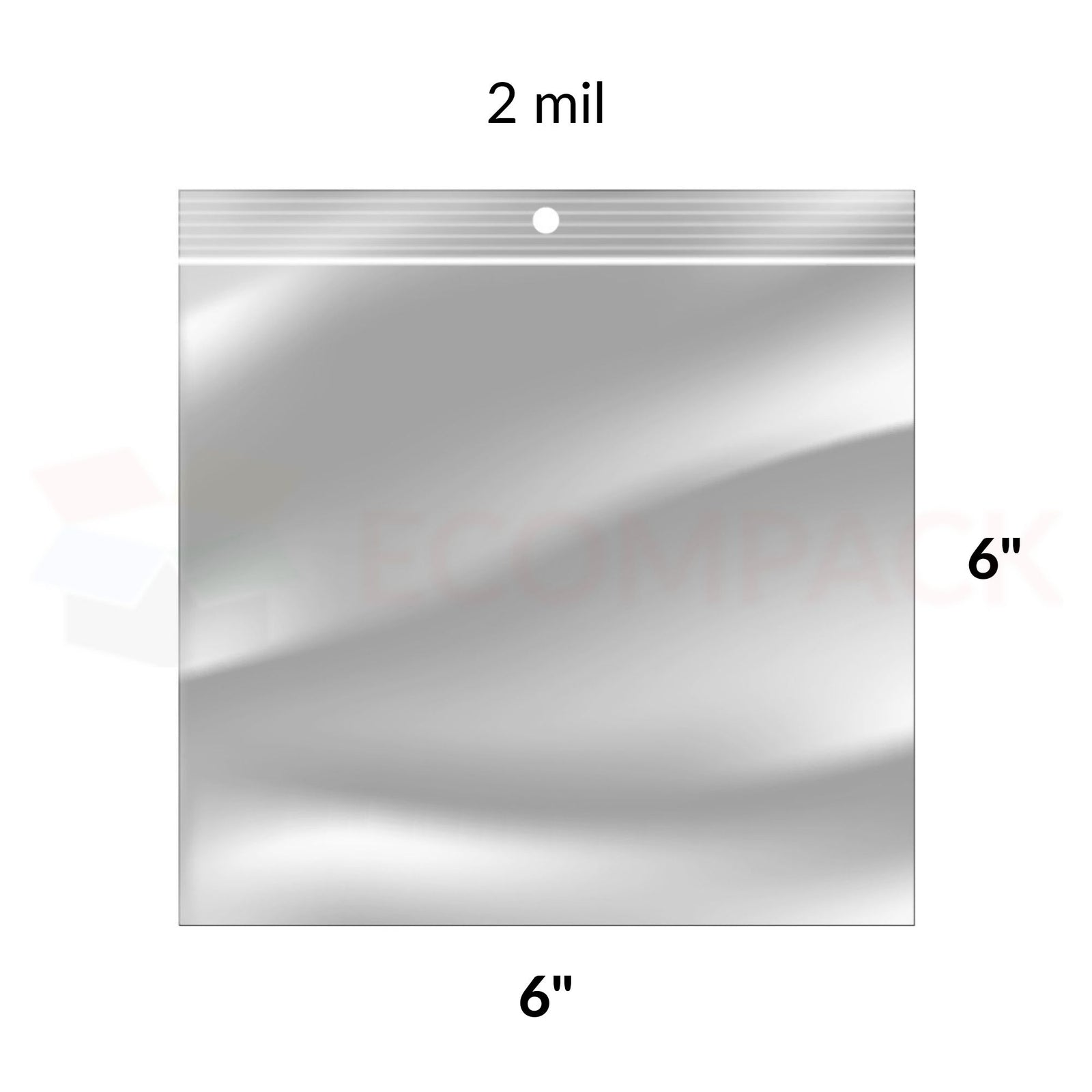 Reclosable Poly Bags 2mil Clear 6" x 6" 1000/bx