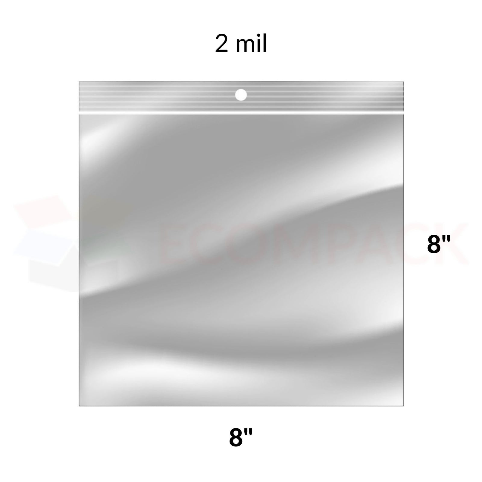 Reclosable Poly Bags 2mil Clear 8" x 8" 1000/bx