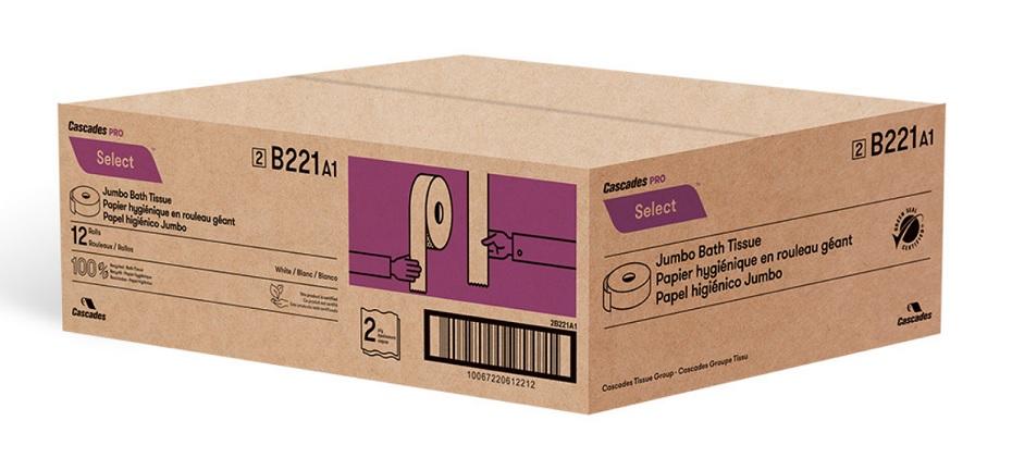 Cascades PRO Select® Mini Jumbo Toilet Paper 2-ply 3.45 x 750' 12 Rolls/case - B231