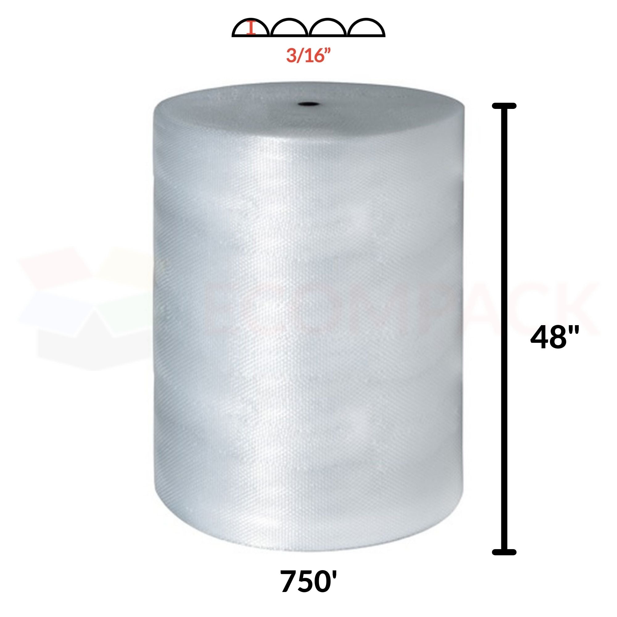 3/16" Bubble Roll 48" x 750' Clear