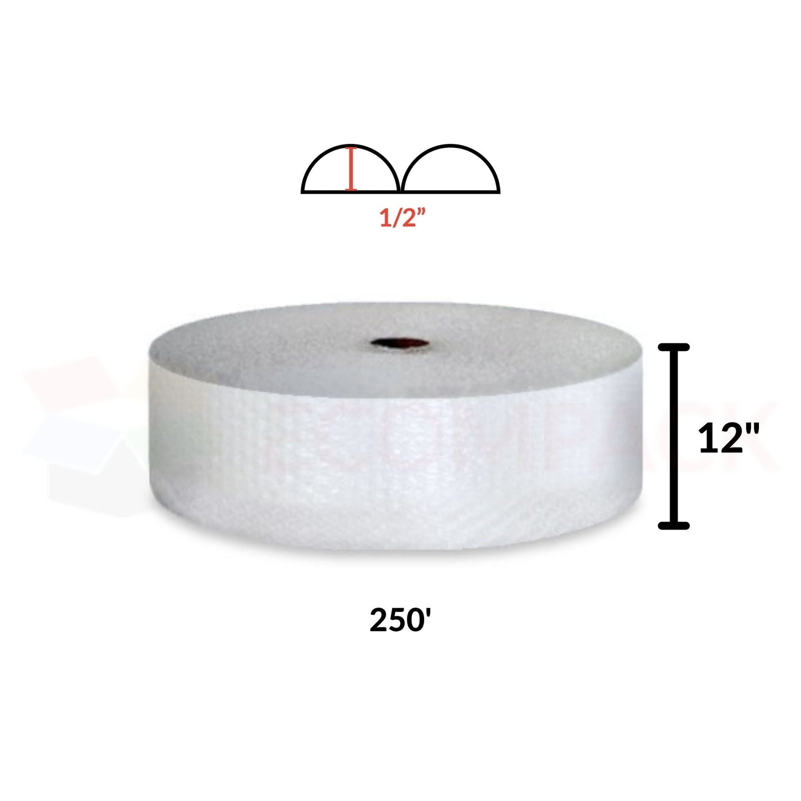 1/2" Bubble Roll 12" x 250' Clear 12" Perf