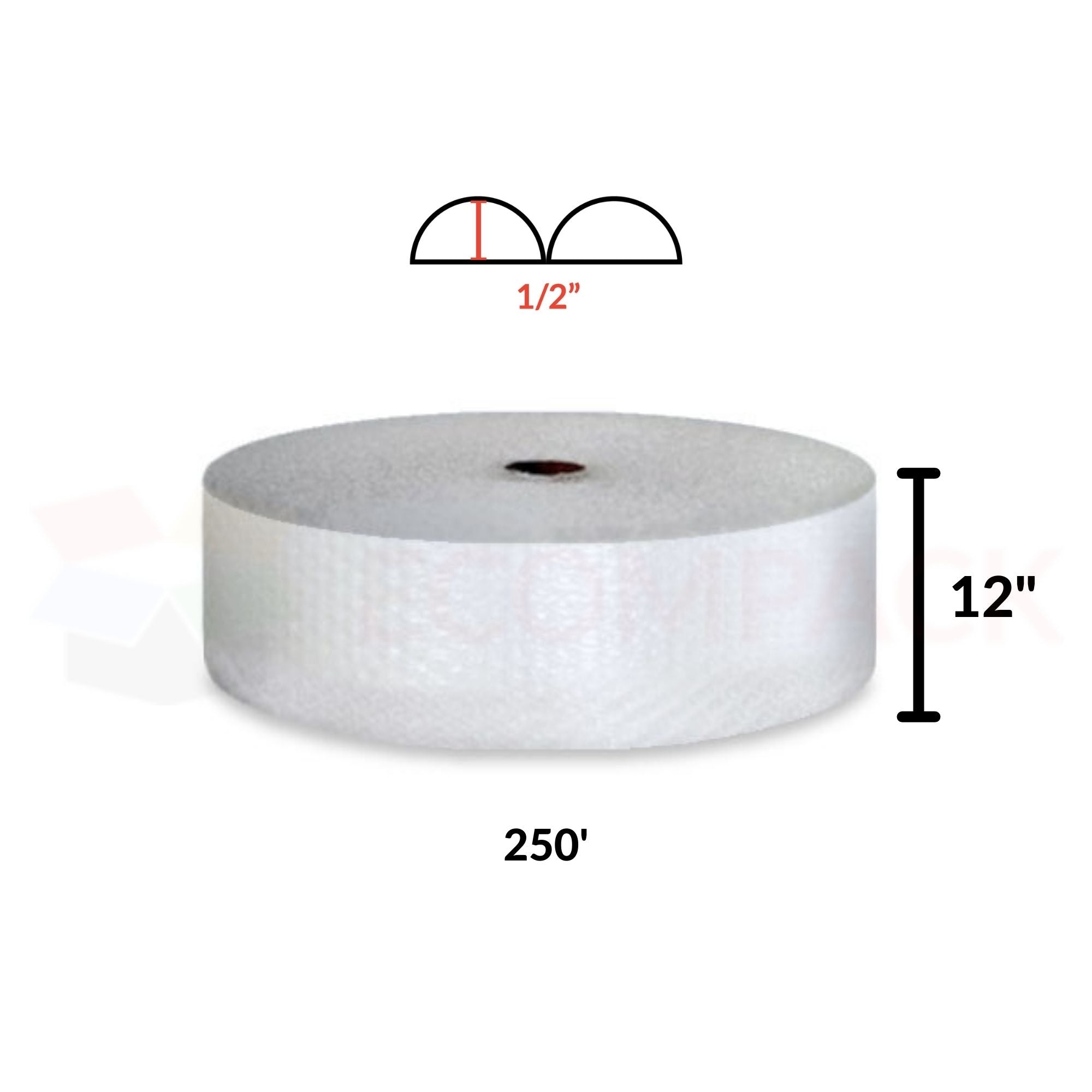 1/2" Bubble Roll 12" x 250' Clear 12" Perf