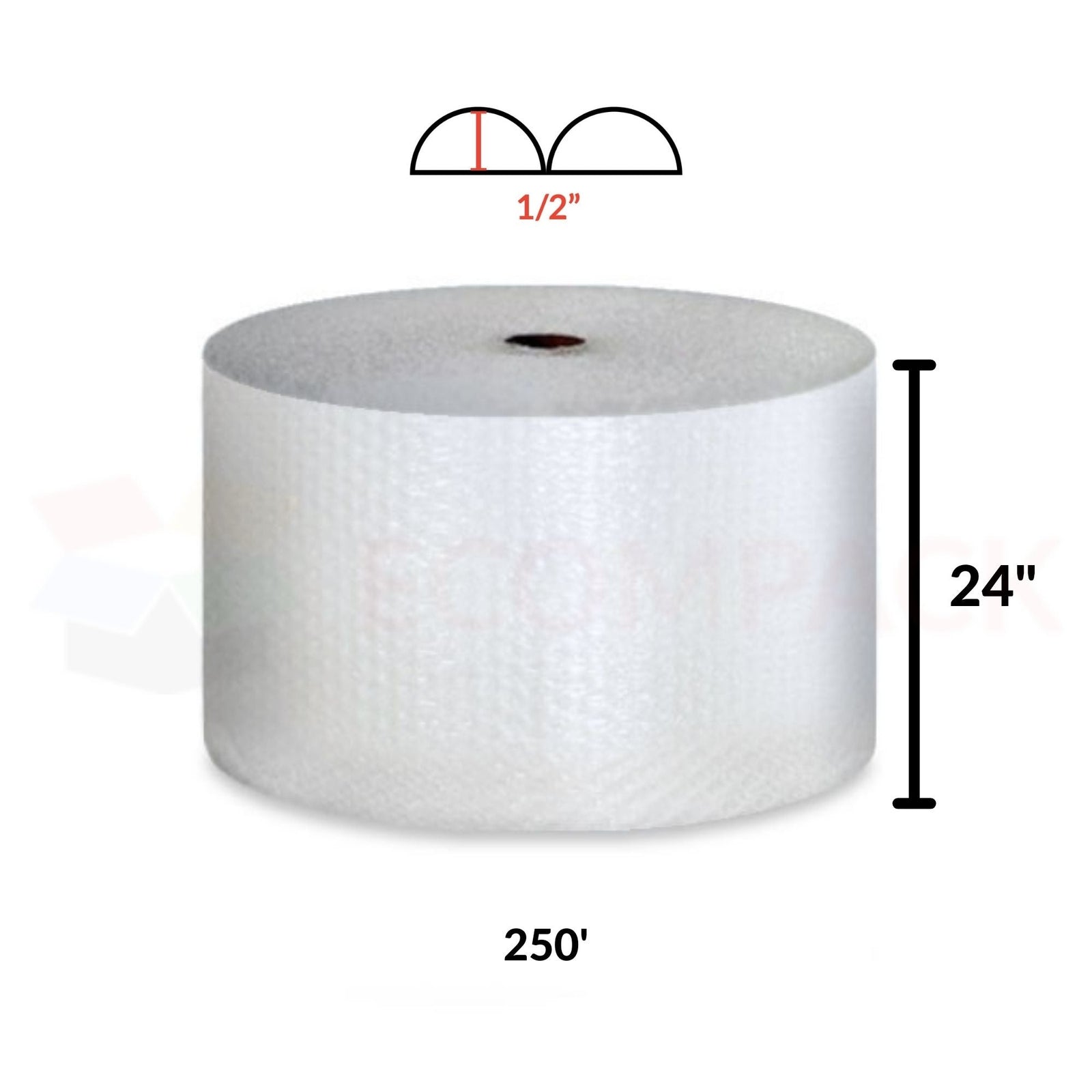 1/2" Bubble Roll 24" x 250' Clear 12" Perf