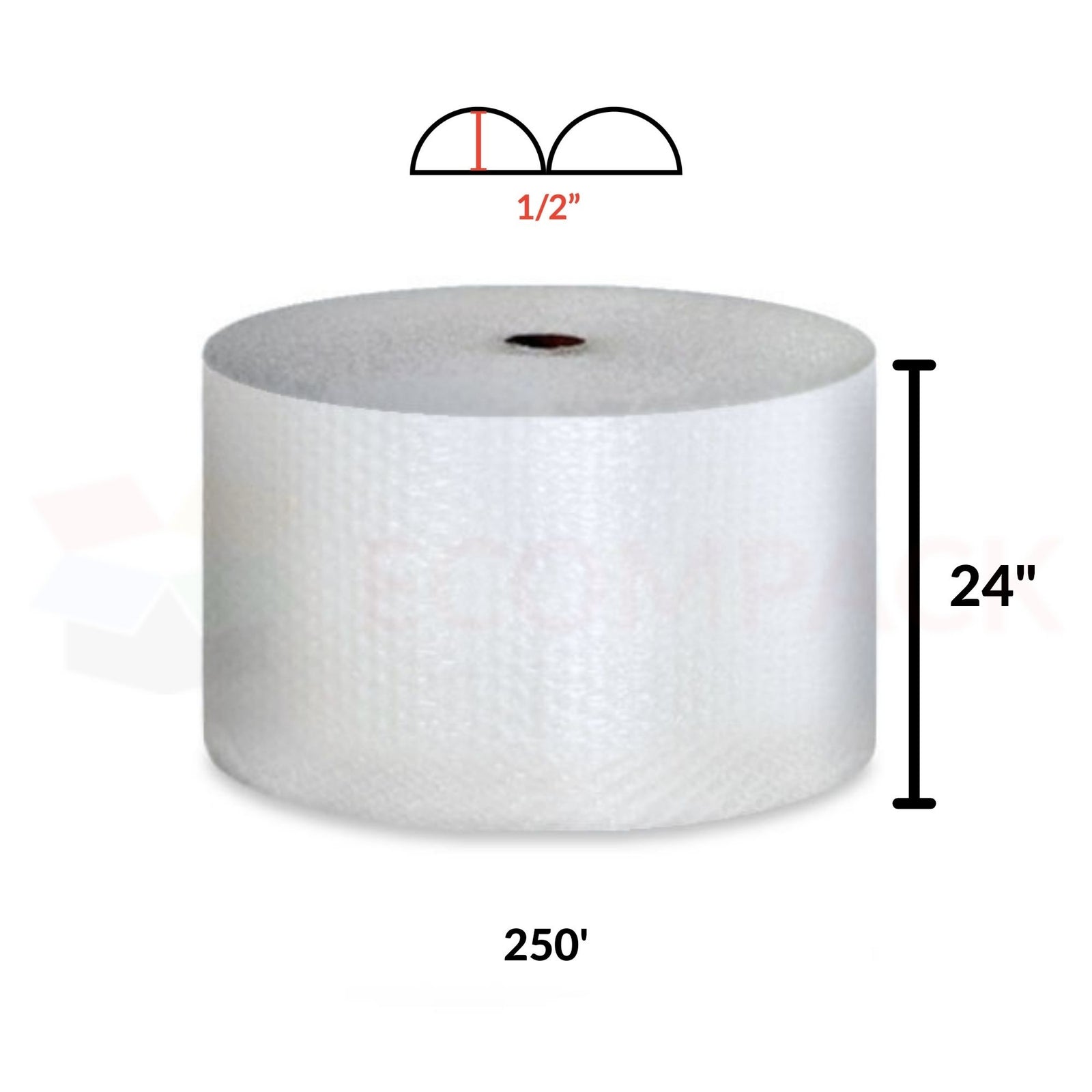 1/2" Bubble Roll 24" x 250' Clear