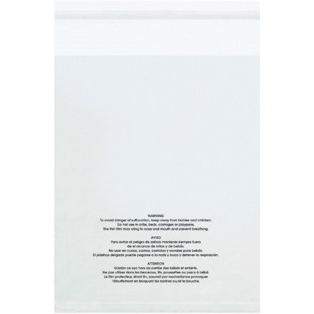Clear Resealable Suffocation Warning Bags / Clear Apparel Bags (100/pk -   - Packaging Supplies